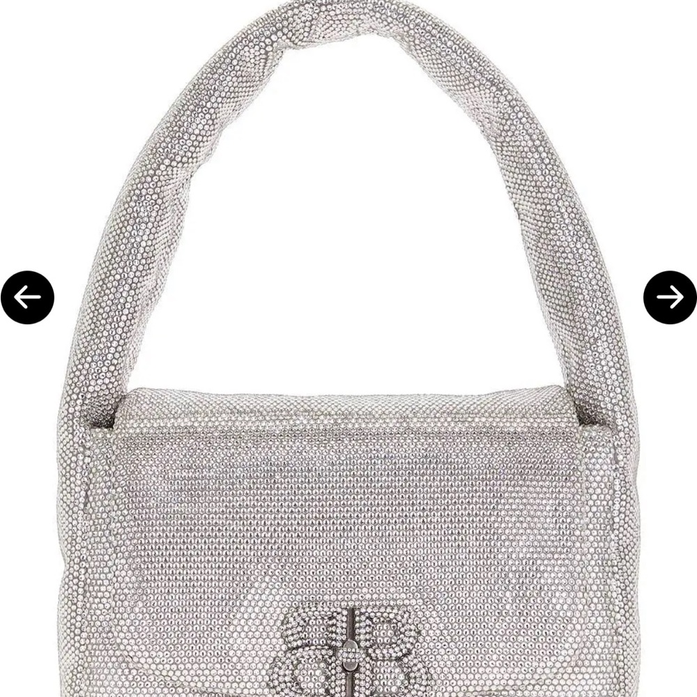 Balenciaga Monaco Sling Silver Shoulder Bag with Curved Handle